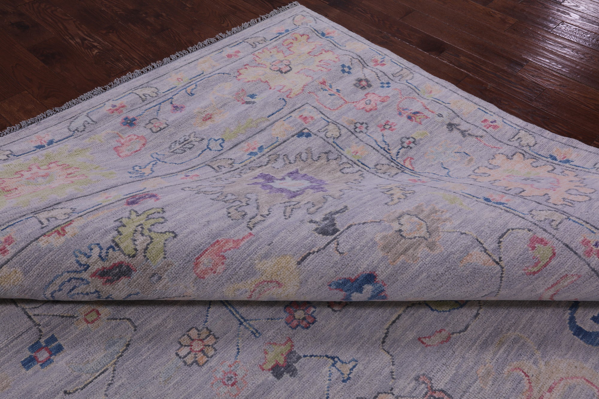Silver Turkish Oushak Hand Knotted Wool Rug - 12' 0" X 15' 0" - Golden Nile