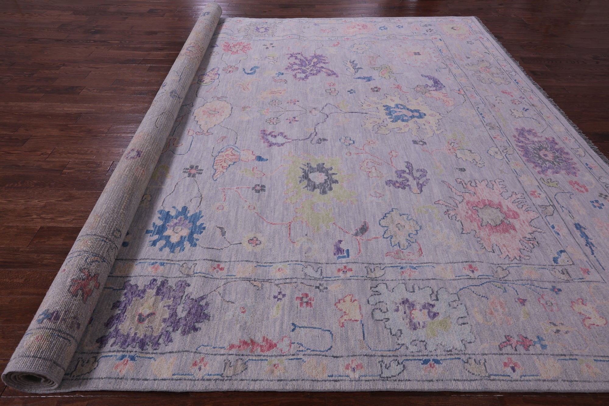 Silver Turkish Oushak Hand Knotted Wool Rug - 12' 0" X 15' 0" - Golden Nile