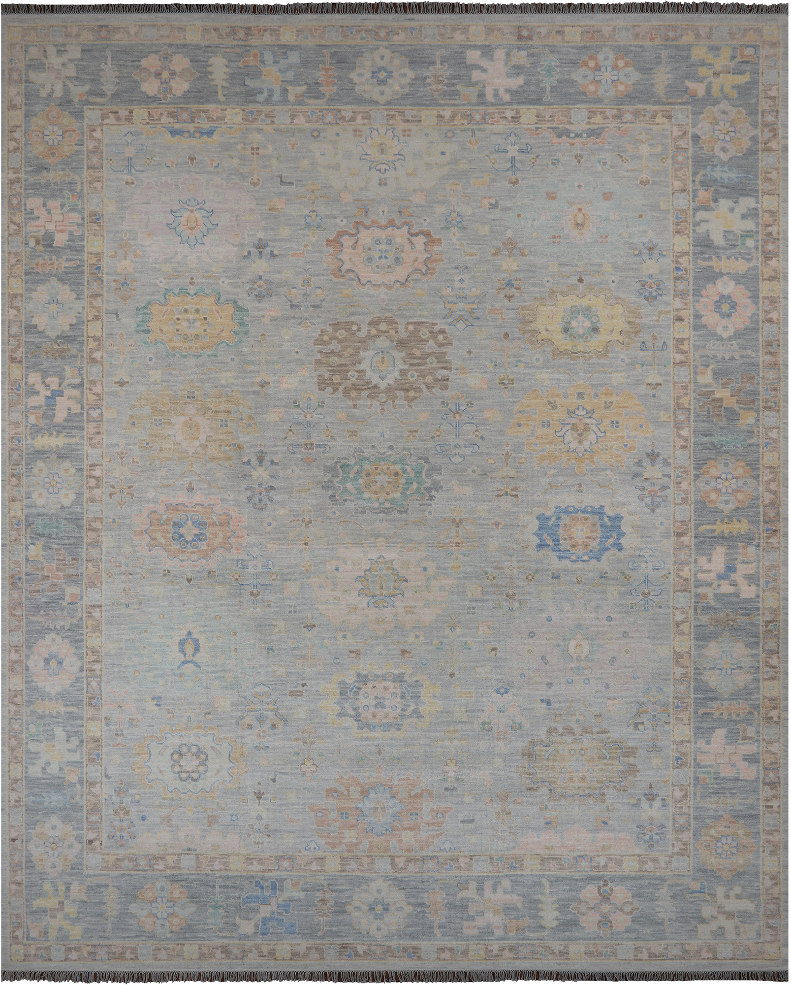 SUPER SALE Silver Persian Sultanabad Hand Knotted Wool Rug - 12' 2" X 15' 0"