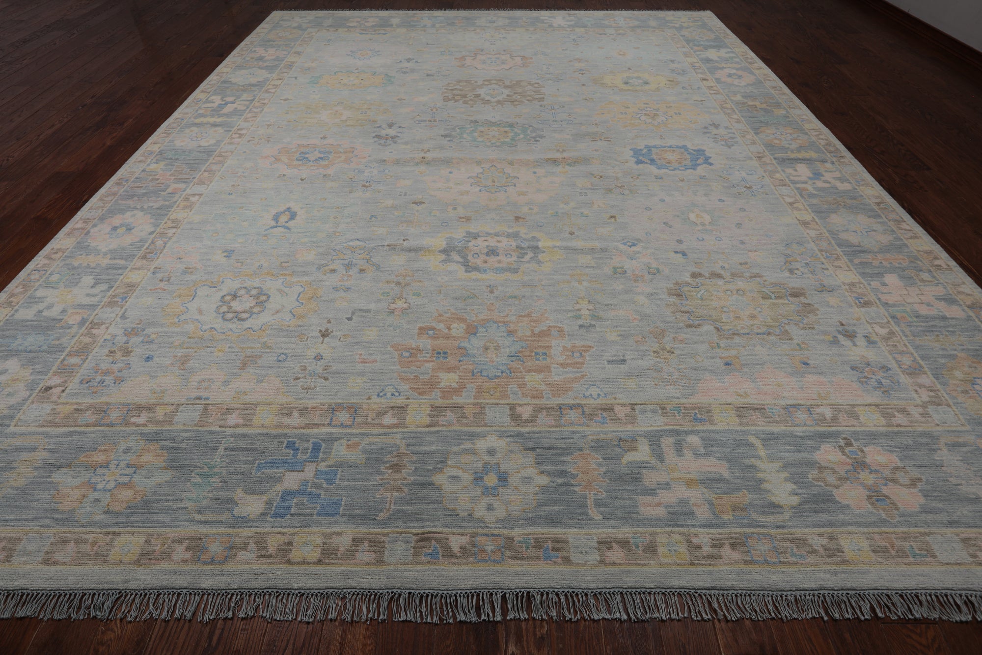 SUPER SALE Silver Persian Sultanabad Hand Knotted Wool Rug - 12' 2" X 15' 0"