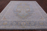 Grey Square Persian Bakshaish Hand Knotted Wool Rug - 11' 1" X 11' 2" - Golden Nile
