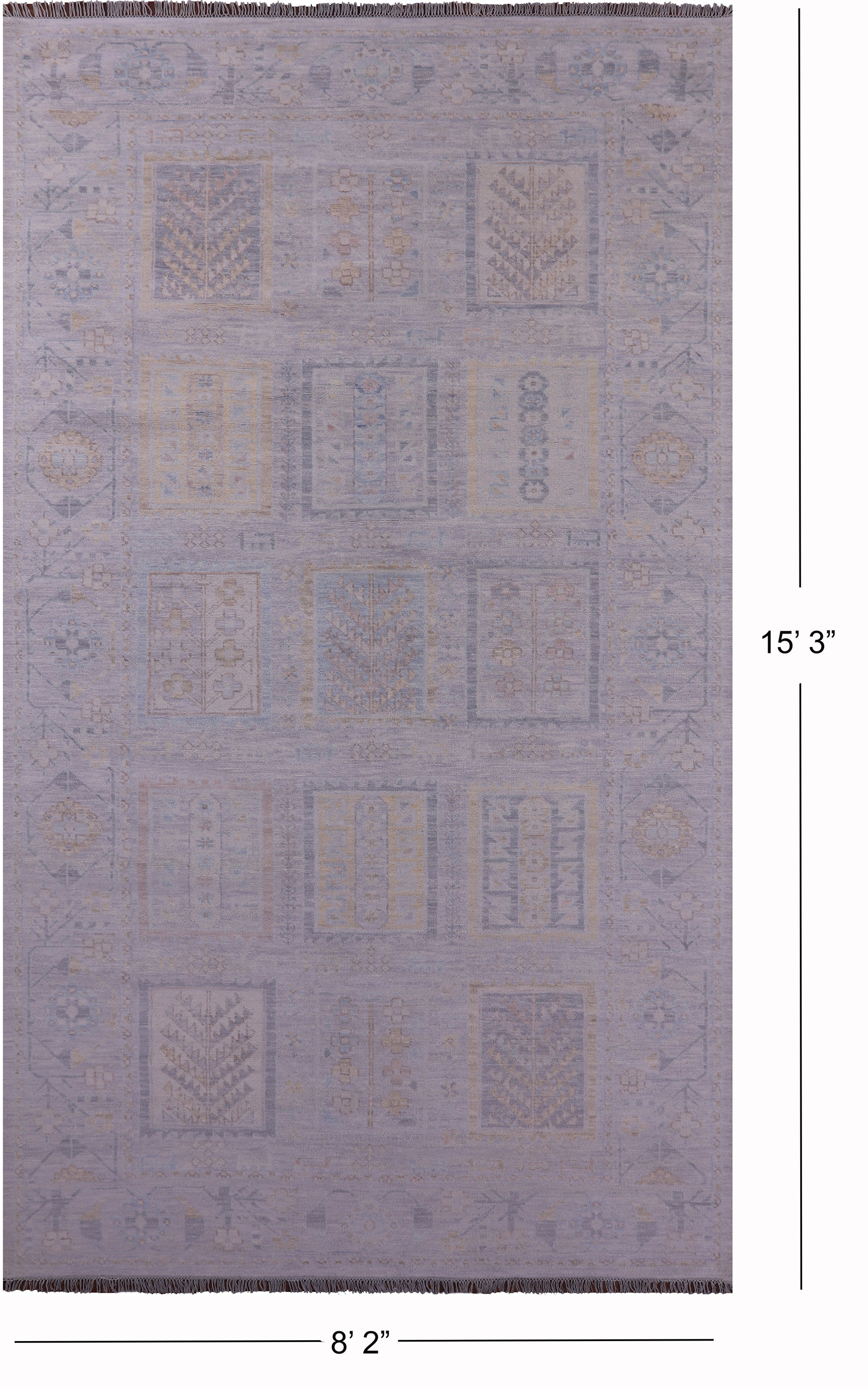 Silver Tribal Persian Gabbeh Handmade Wool Rug - 8' 2" X 15' 3" - Golden Nile