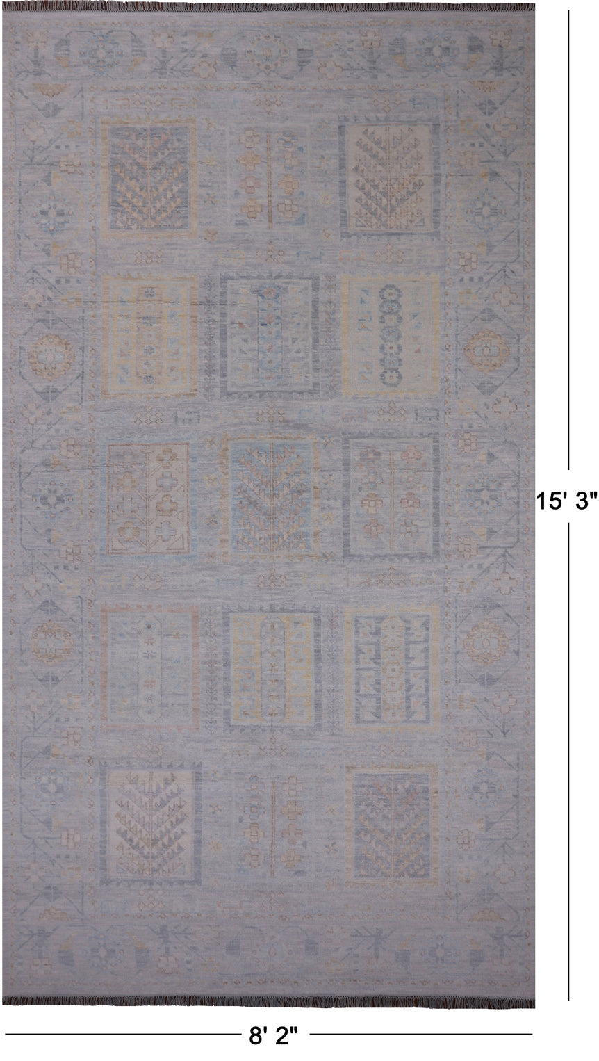 Silver Tribal Persian Gabbeh Handmade Wool Rug - 8' 2" X 15' 3"