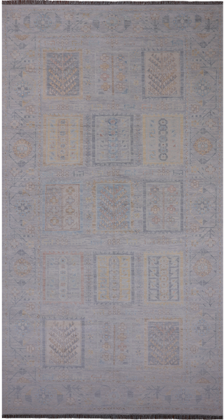 Silver Tribal Persian Gabbeh Handmade Wool Rug - 8' 2" X 15' 3"