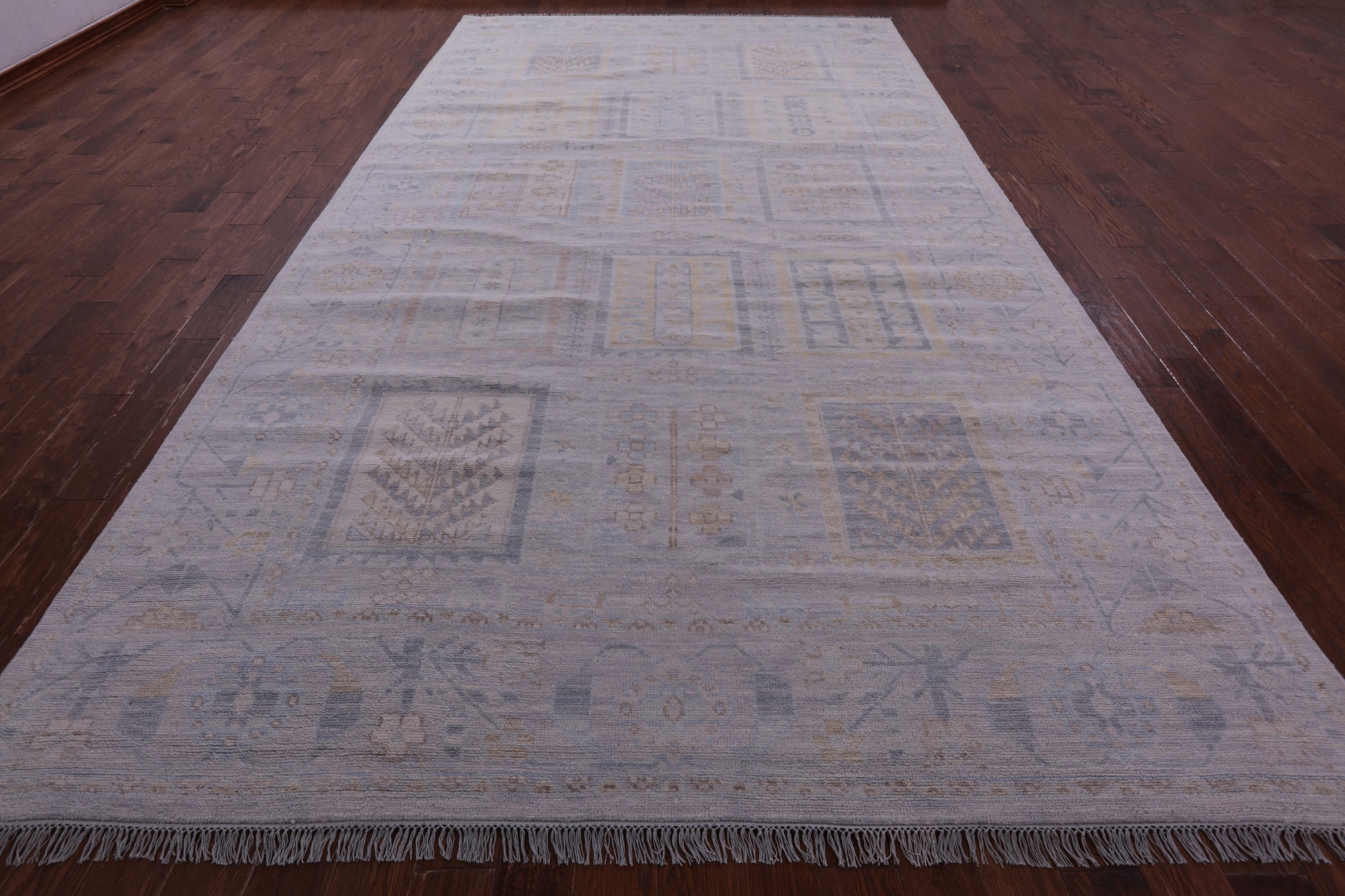 Silver Tribal Persian Gabbeh Handmade Wool Rug - 8' 2" X 15' 3" - Golden Nile