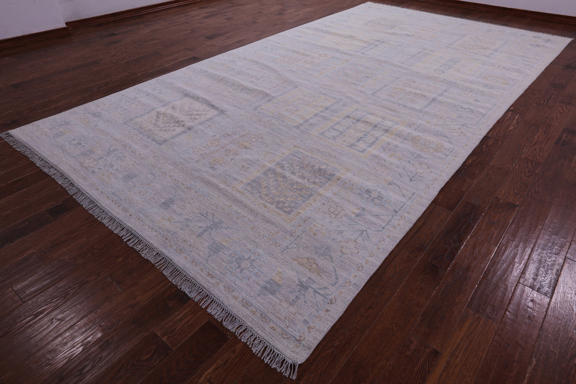 Silver Tribal Persian Gabbeh Handmade Wool Rug - 8' 2" X 15' 3" - Golden Nile