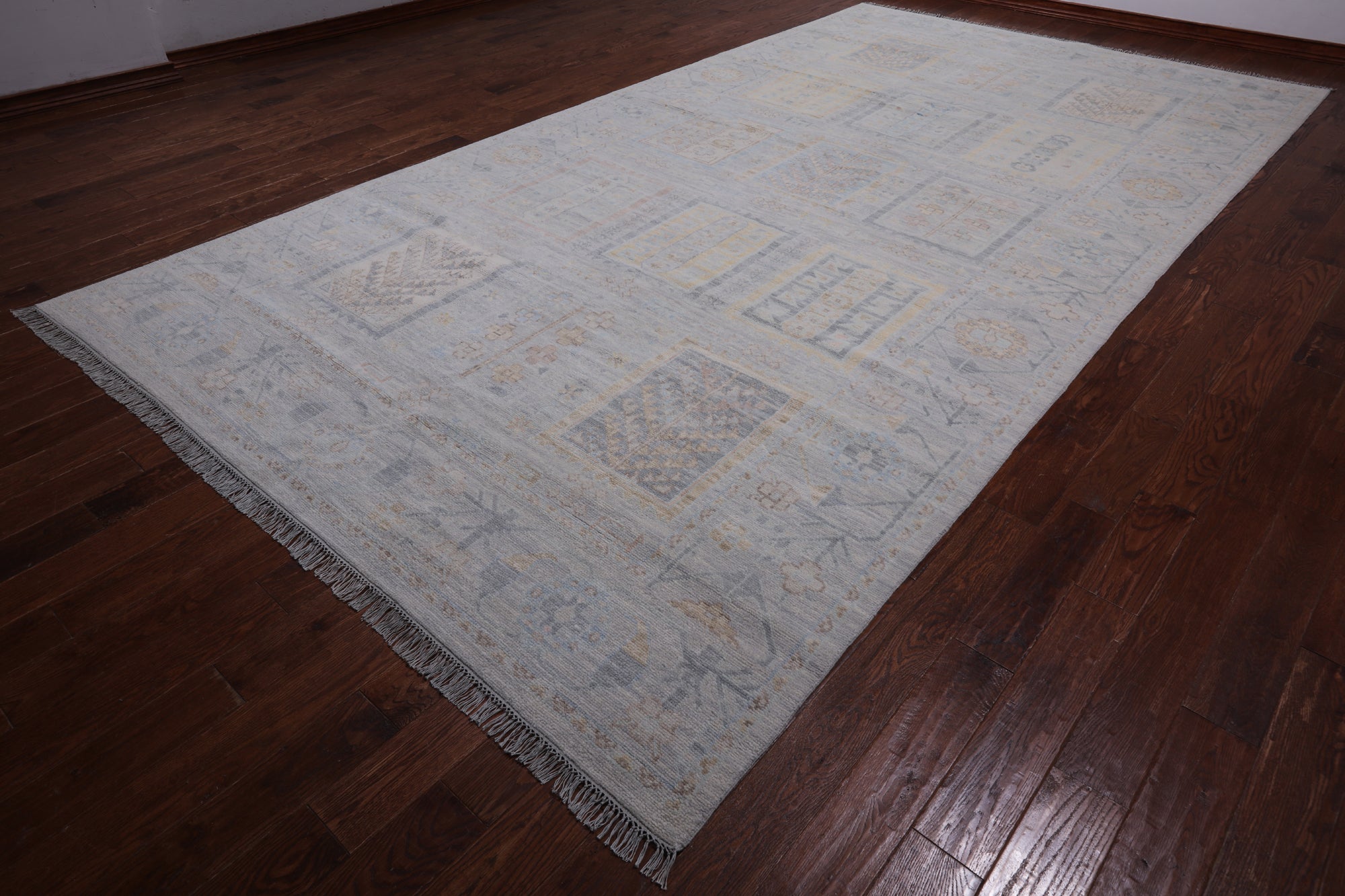 Silver Tribal Persian Gabbeh Handmade Wool Rug - 8' 2" X 15' 3"