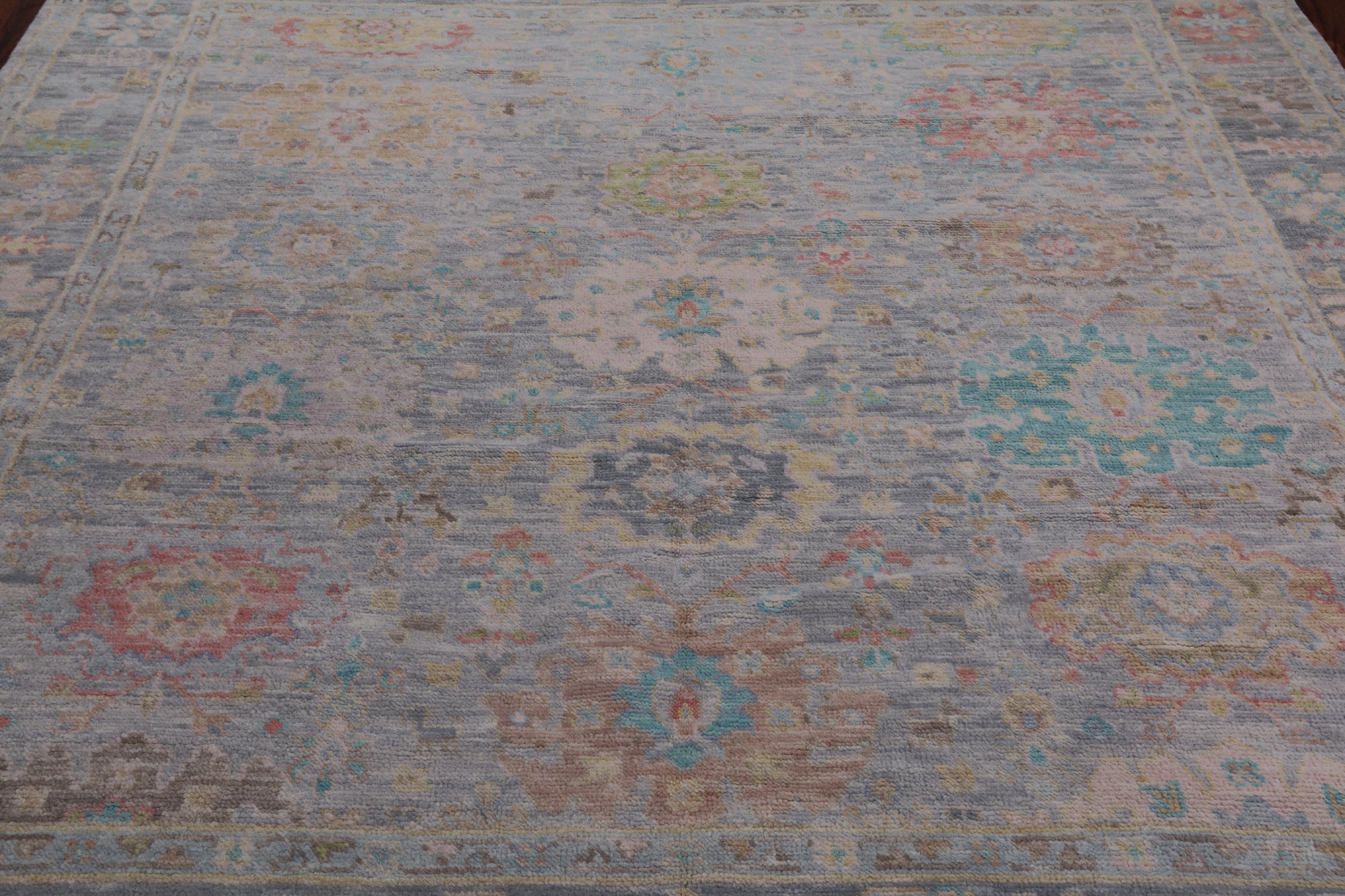 SUPER SALE Silver Square Persian Sultanabad Hand Knotted Wool Rug - 7' 11" X 8' 1"
