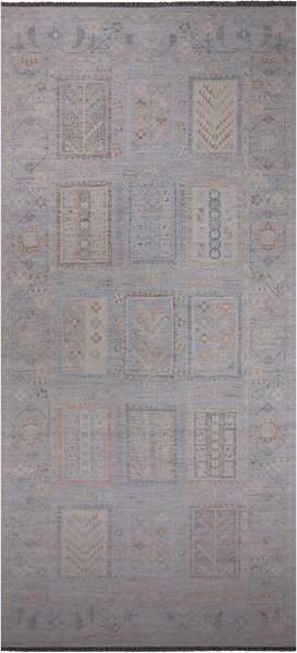 Silver Tribal Persian Gabbeh Hand Knotted Wool Rug - 9' 1" X 19' 8"