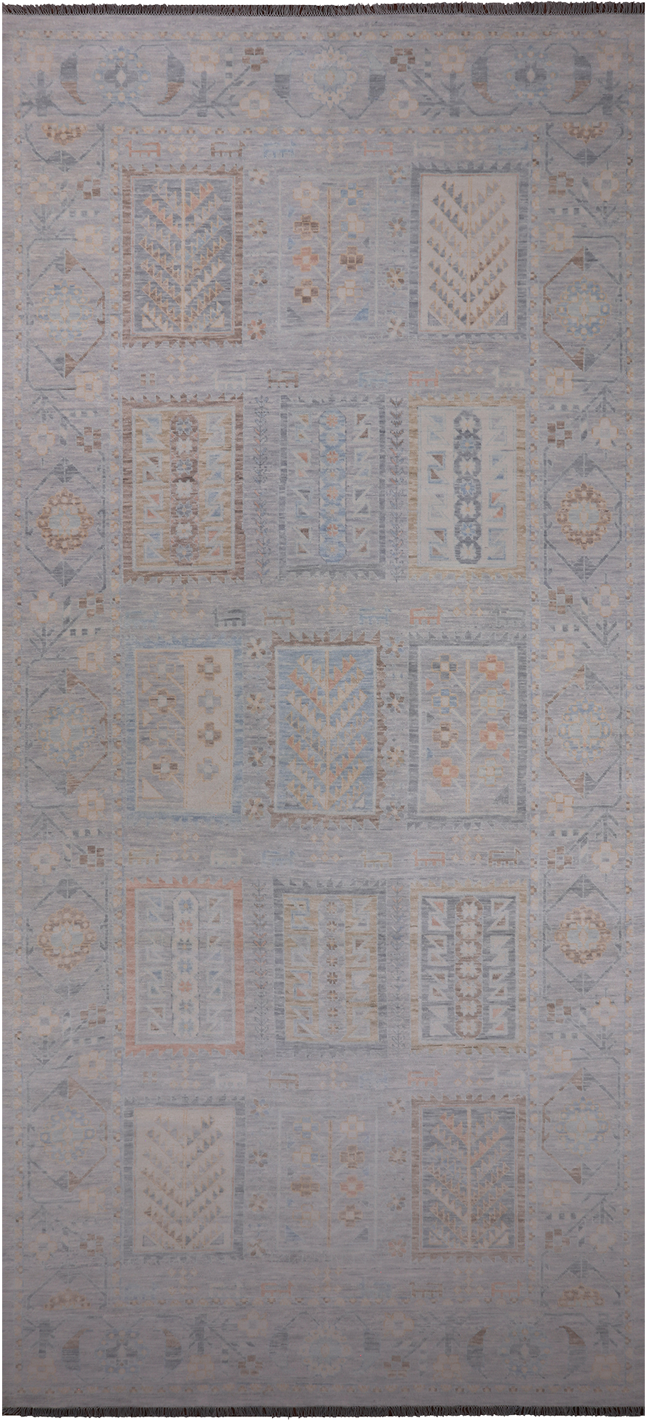 Silver Tribal Persian Gabbeh Hand Knotted Wool Rug - 9' 1" X 19' 8"