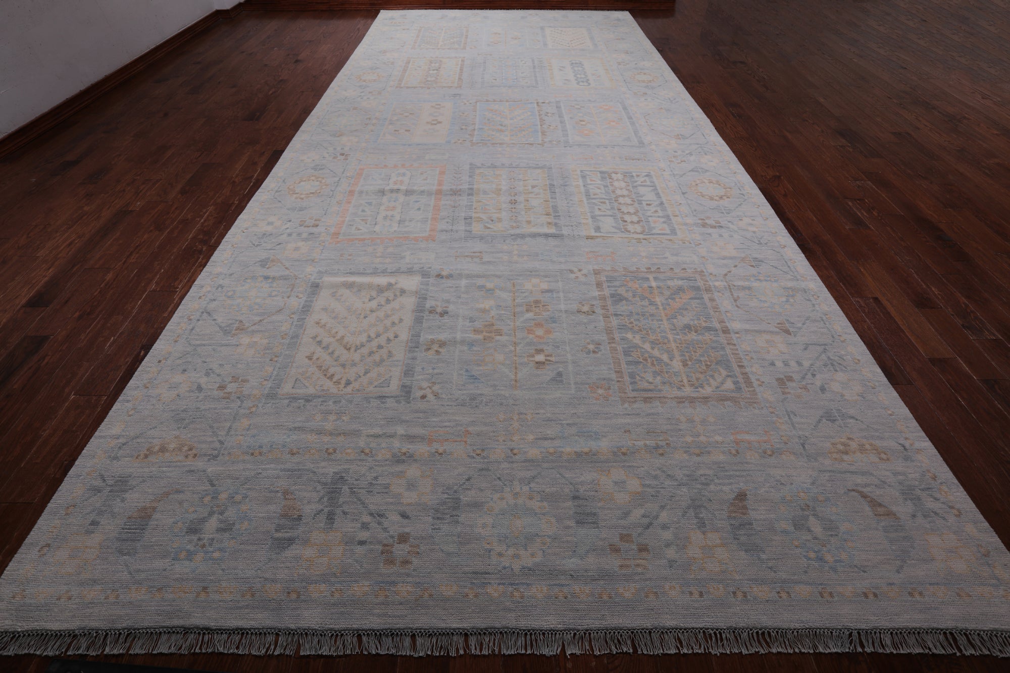 Silver Tribal Persian Gabbeh Hand Knotted Wool Rug - 9' 1" X 19' 8"