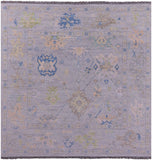 Silver Square Turkish Oushak Handmade Wool Rug - 8' 11" X 9' 0" - Golden Nile