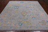 SUPER SALE Silver Square Turkish Oushak Handmade Wool Rug - 8' 11" X 9' 0"