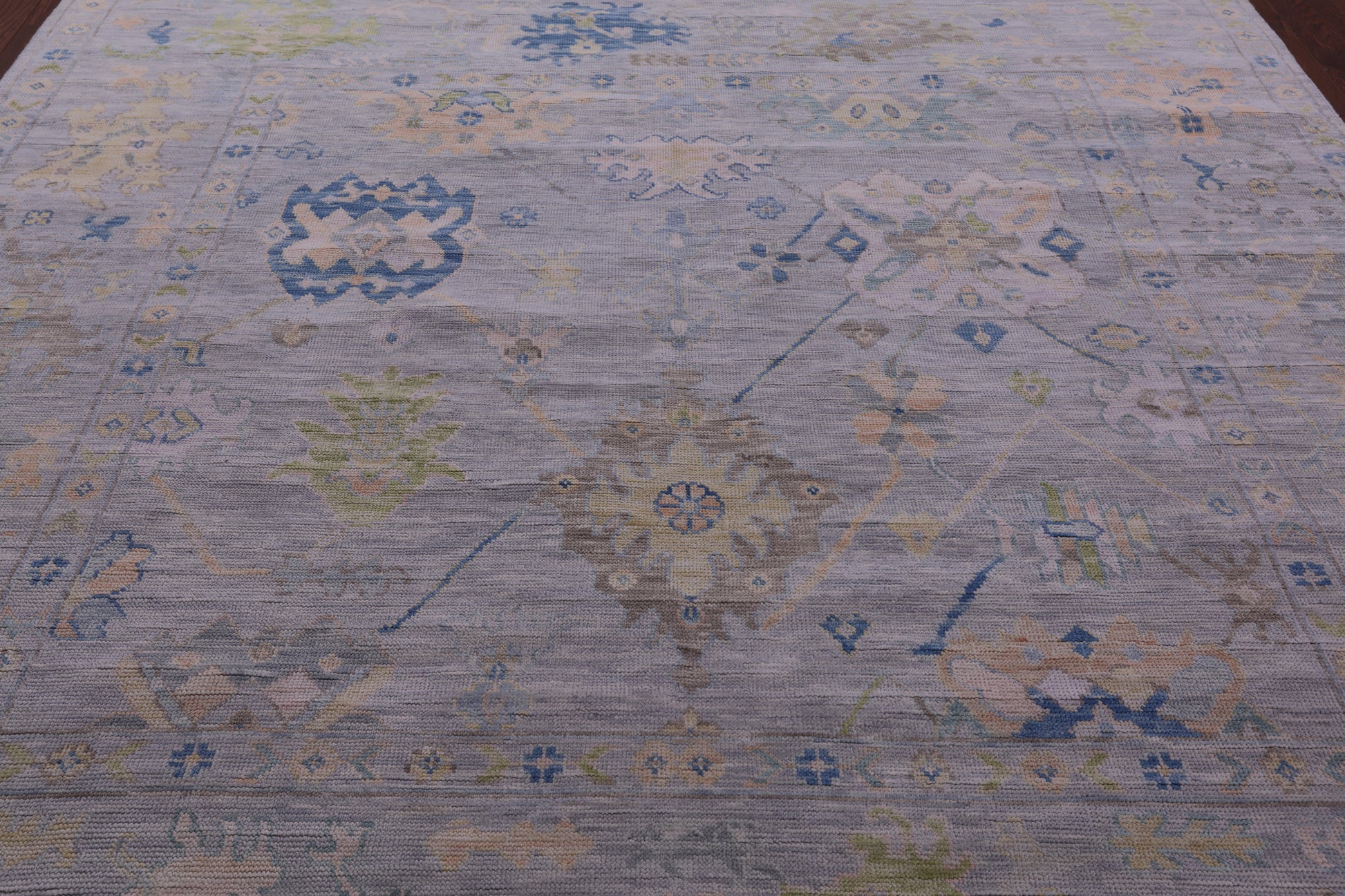 Silver Square Turkish Oushak Handmade Wool Rug - 8' 11" X 9' 0" - Golden Nile