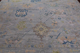 SUPER SALE Silver Square Turkish Oushak Handmade Wool Rug - 8' 11" X 9' 0"