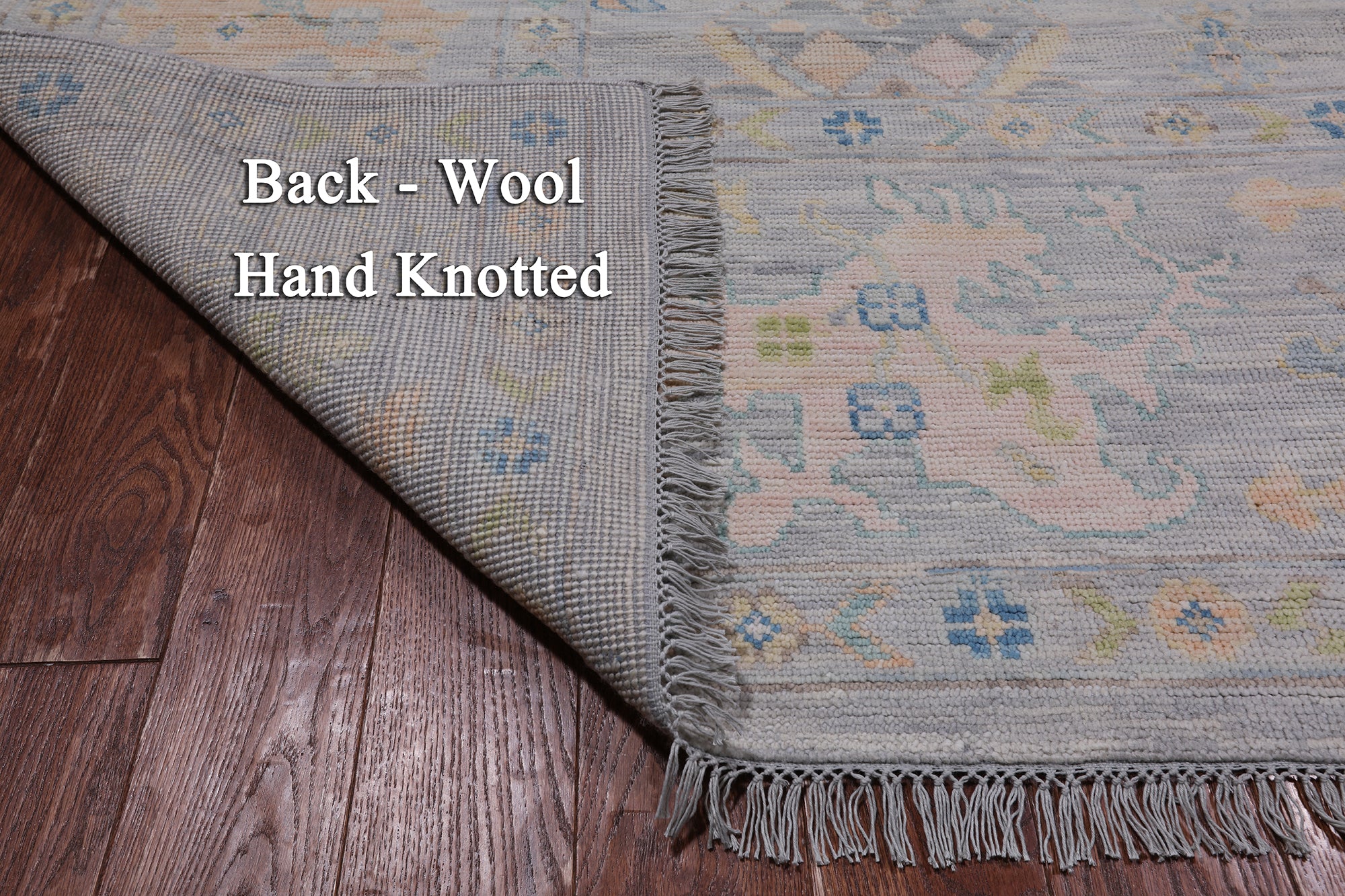 SUPER SALE Silver Square Turkish Oushak Handmade Wool Rug - 8' 11" X 9' 0"
