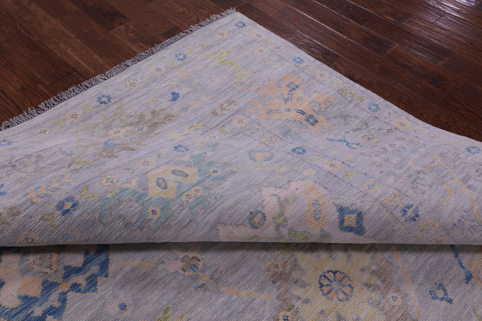 Silver Square Turkish Oushak Handmade Wool Rug - 8' 11" X 9' 0" - Golden Nile