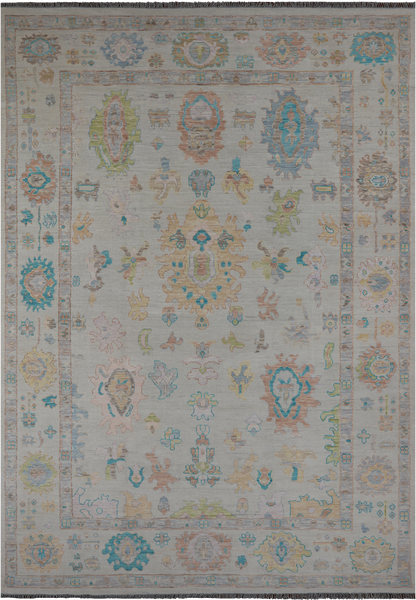 SUPER SALE Ivory Persian Sultanabad Hand Knotted Wool Rug - 9' 11" X 14' 0"