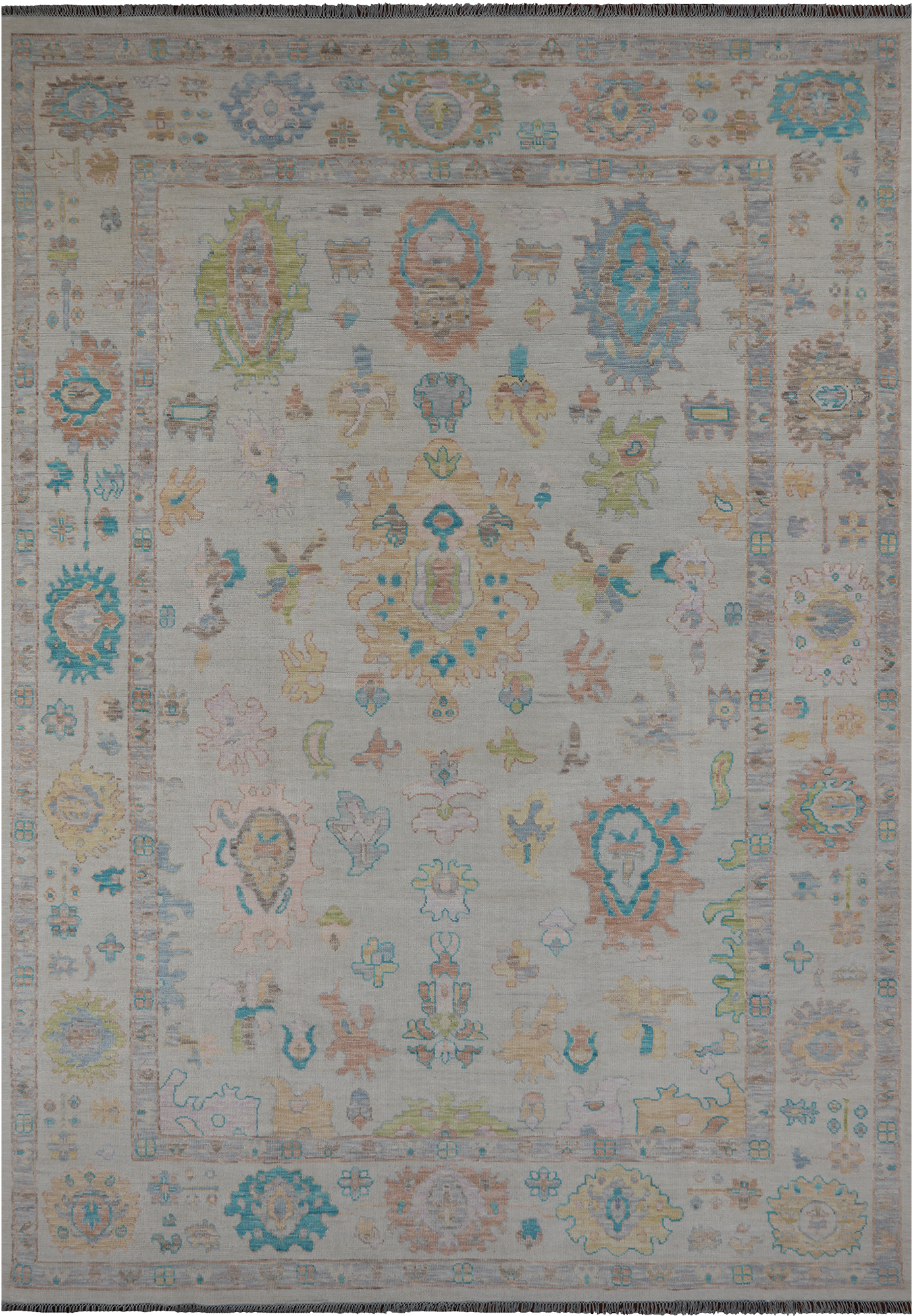 SUPER SALE Ivory Persian Sultanabad Hand Knotted Wool Rug - 9' 11" X 14' 0"
