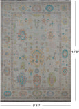 SUPER SALE Ivory Persian Sultanabad Hand Knotted Wool Rug - 9' 11" X 14' 0"