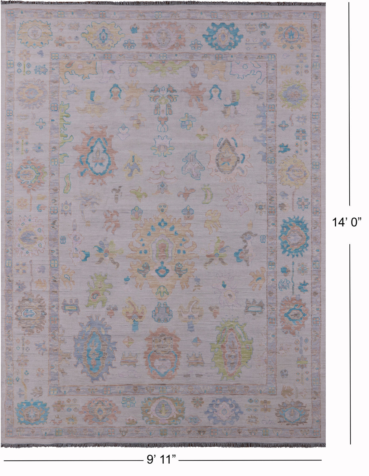Ivory Persian Sultanabad Hand Knotted Wool Rug - 9' 11" X 14' 0" - Golden Nile