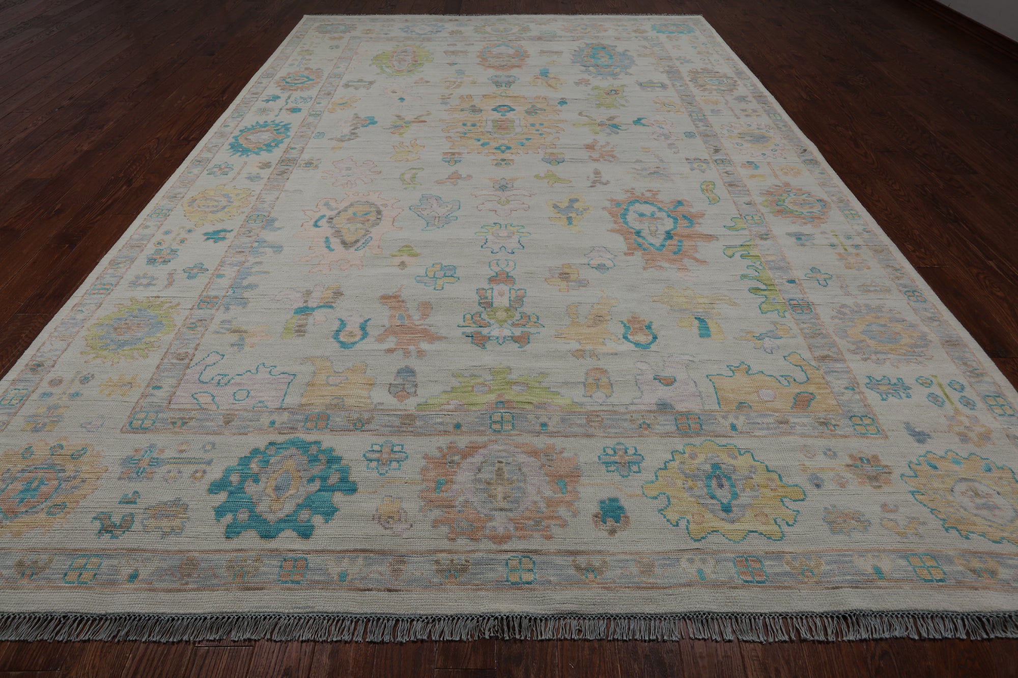 SUPER SALE Ivory Persian Sultanabad Hand Knotted Wool Rug - 9' 11" X 14' 0"