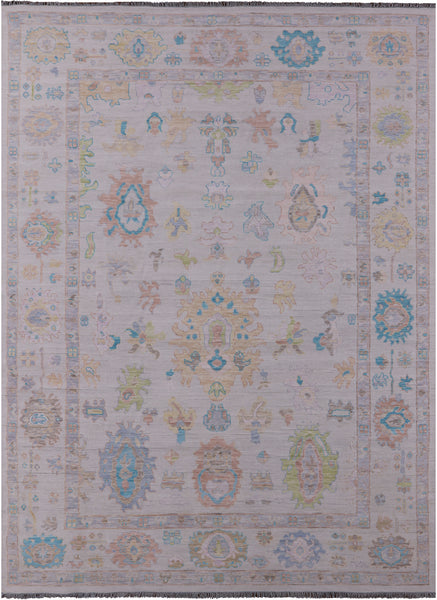 Ivory Persian Sultanabad Hand Knotted Wool Rug - 9' 11" X 14' 0" - Golden Nile