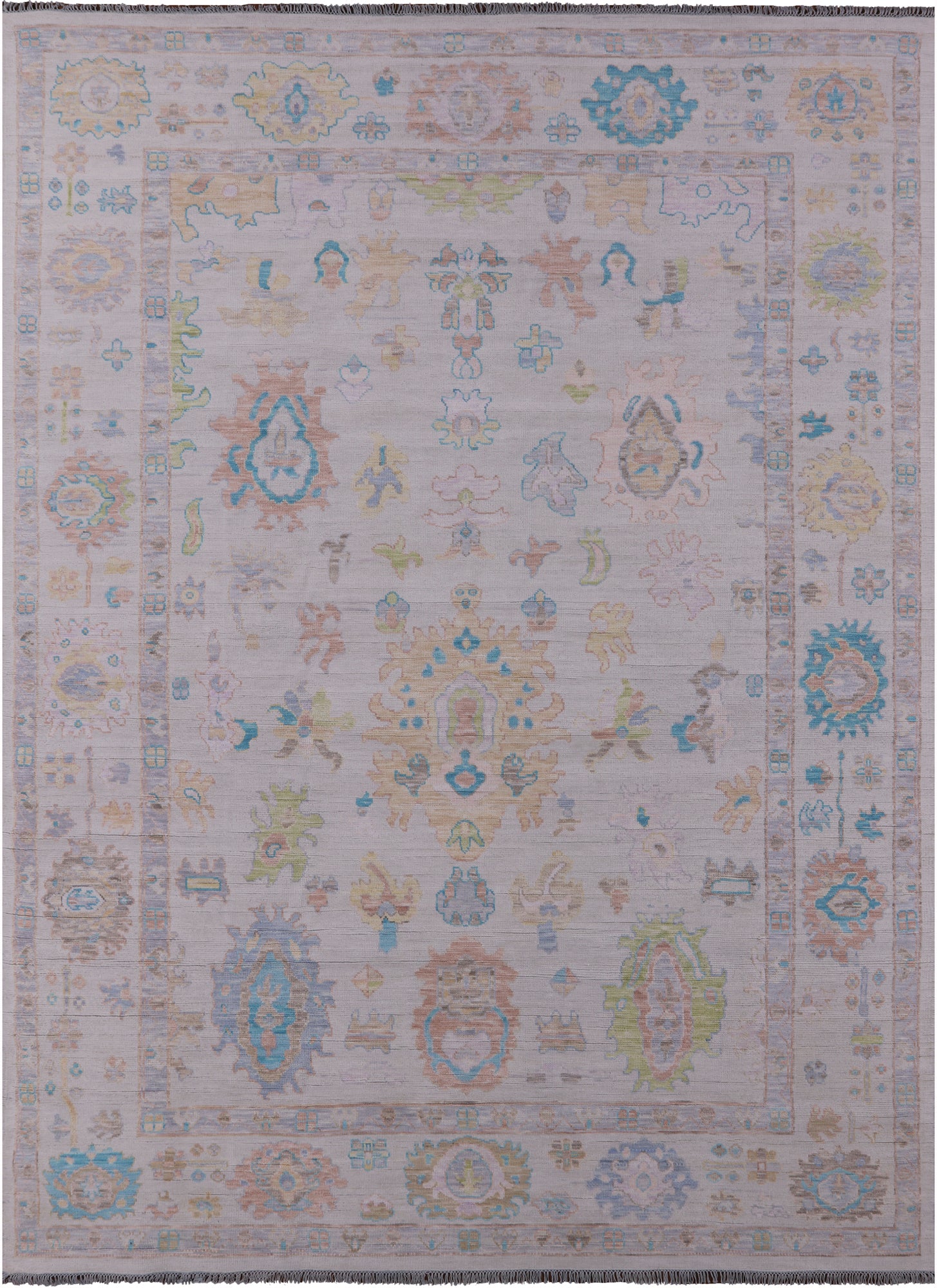 Ivory Persian Sultanabad Hand Knotted Wool Rug - 9' 11" X 14' 0" - Golden Nile
