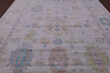 Ivory Persian Sultanabad Hand Knotted Wool Rug - 9' 11" X 14' 0" - Golden Nile