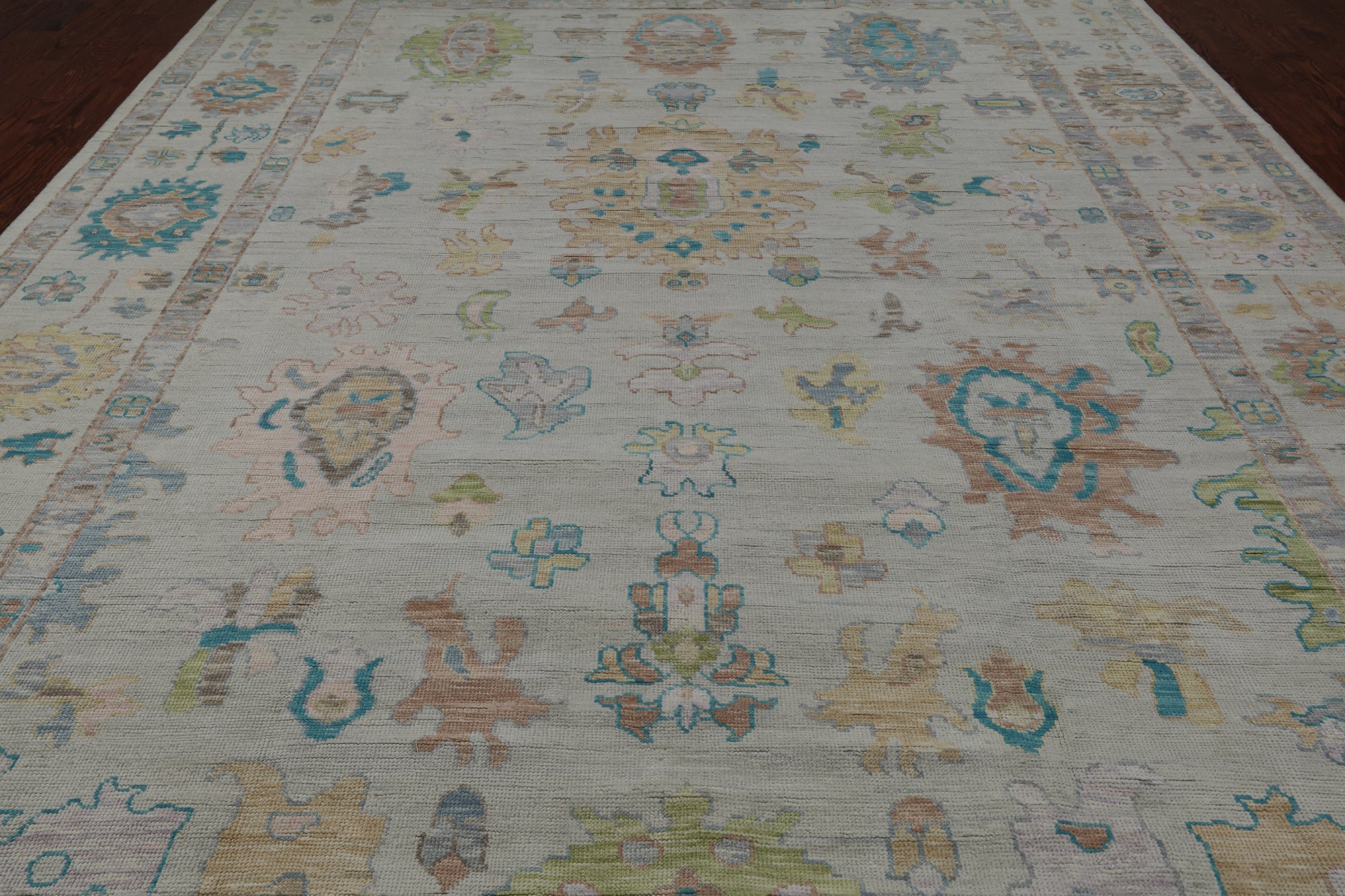 SUPER SALE Ivory Persian Sultanabad Hand Knotted Wool Rug - 9' 11" X 14' 0"