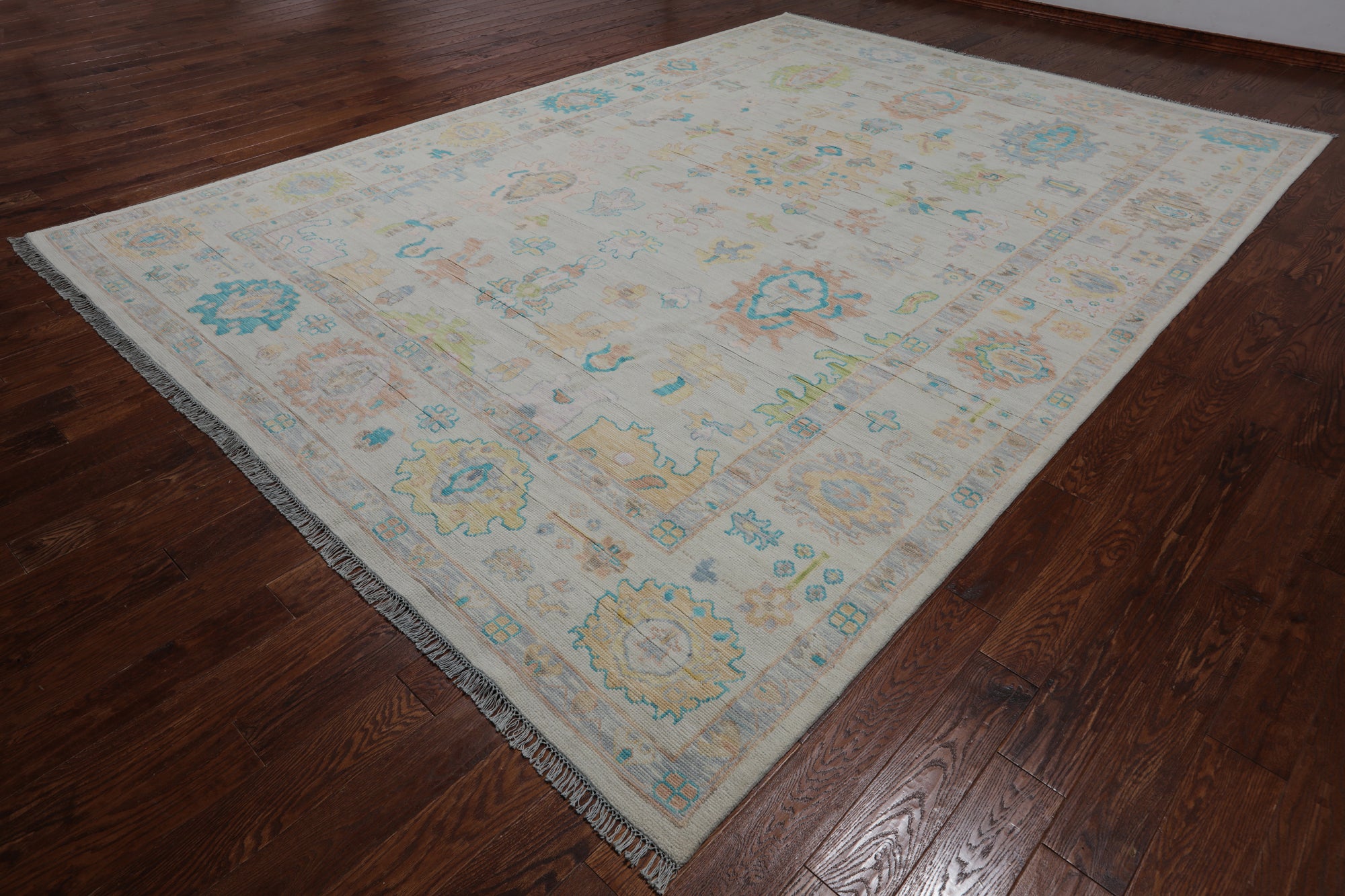 SUPER SALE Ivory Persian Sultanabad Hand Knotted Wool Rug - 9' 11" X 14' 0"