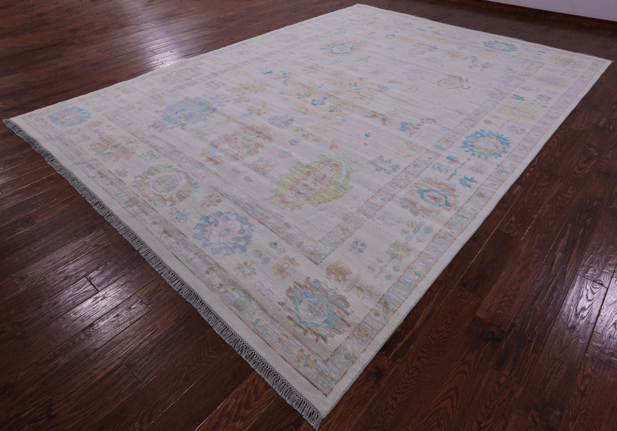 Ivory Persian Sultanabad Hand Knotted Wool Rug - 9' 11" X 14' 0" - Golden Nile