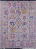 Light Blue Geometric Fine Serapi Hand Knotted Wool Rug - 9' 0" X 12' 1" - Golden Nile