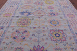 Light Blue Geometric Fine Serapi Hand Knotted Wool Rug - 9' 0" X 12' 1" - Golden Nile