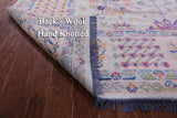 Light Blue Geometric Fine Serapi Hand Knotted Wool Rug - 9' 0" X 12' 1" - Golden Nile