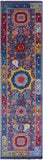 Blue Geometric Persian Mamluk Handmade Wool Runner Rug - 4' 0" X 15' 3" - Golden Nile