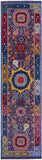 Blue Geometric Persian Mamluk Hand Knotted Wool Runner Rug - 3' 11" X 15' 4" - Golden Nile