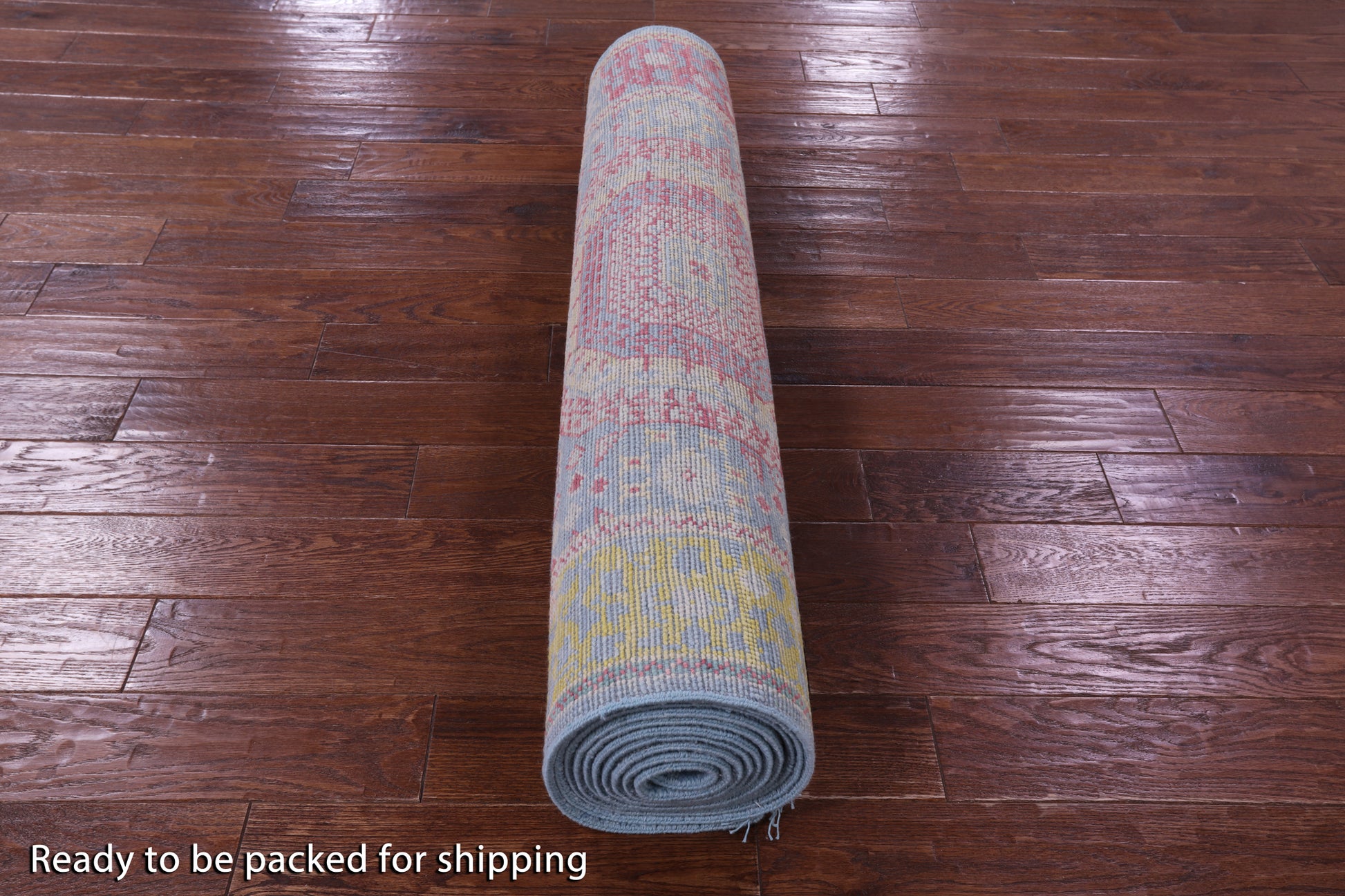 Blue Geometric Persian Mamluk Hand Knotted Wool Runner Rug - 4' 4" X 14' 11" - Golden Nile