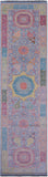 Blue Geometric Persian Mamluk Hand Knotted Wool Runner Rug - 4' 4" X 14' 11" - Golden Nile