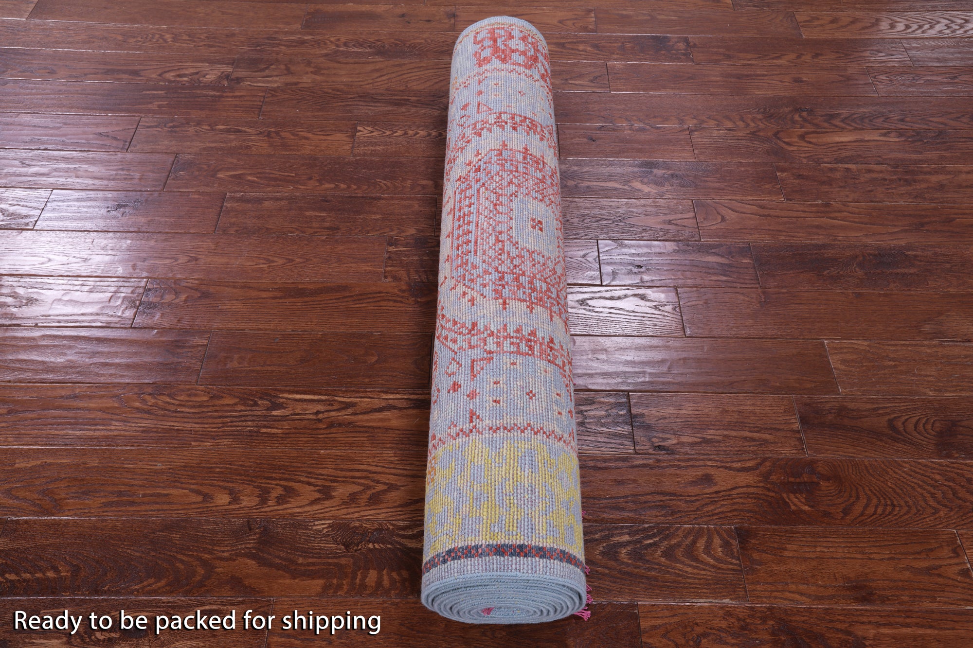 Blue Geometric Persian Mamluk Hand Knotted Wool Runner Rug - 4' 4" X 15' 3" - Golden Nile