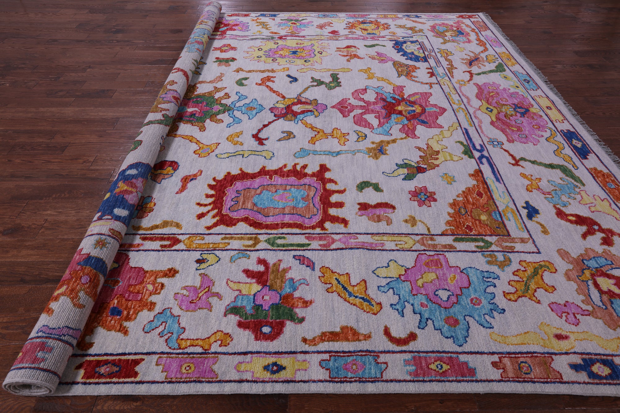Grey Square Turkish Oushak Hand Knotted Wool Rug - 12' 0" X 12' 2" - Golden Nile