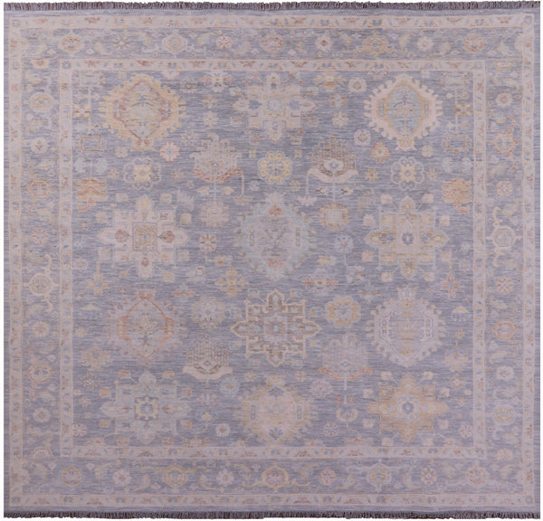 Silver Square Geometric Fine Serapi Handmade Wool Rug - 11' 7" X 12' 1" - Golden Nile