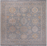 Silver Square Geometric Fine Serapi Handmade Wool Rug - 11' 7" X 12' 1"