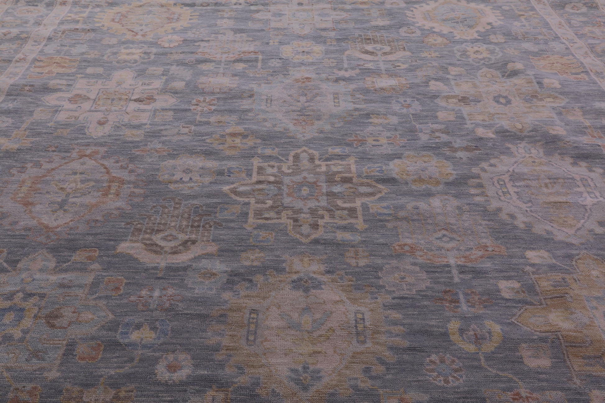 Silver Square Geometric Fine Serapi Handmade Wool Rug - 11' 7" X 12' 1" - Golden Nile