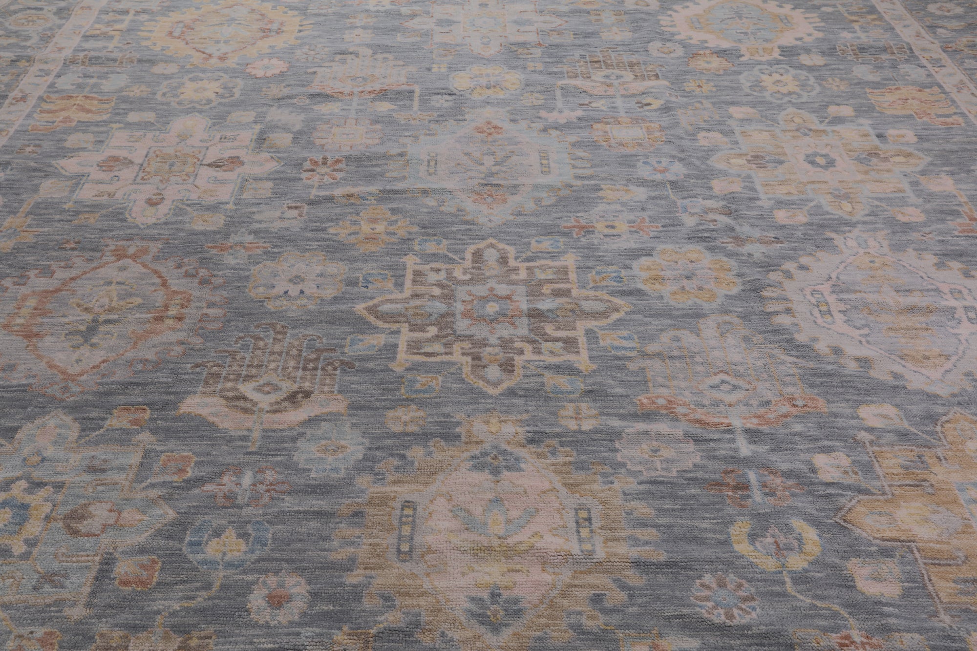 Silver Square Geometric Fine Serapi Handmade Wool Rug - 11' 7" X 12' 1"