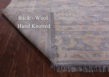 Silver Square Geometric Fine Serapi Handmade Wool Rug - 11' 7" X 12' 1" - Golden Nile