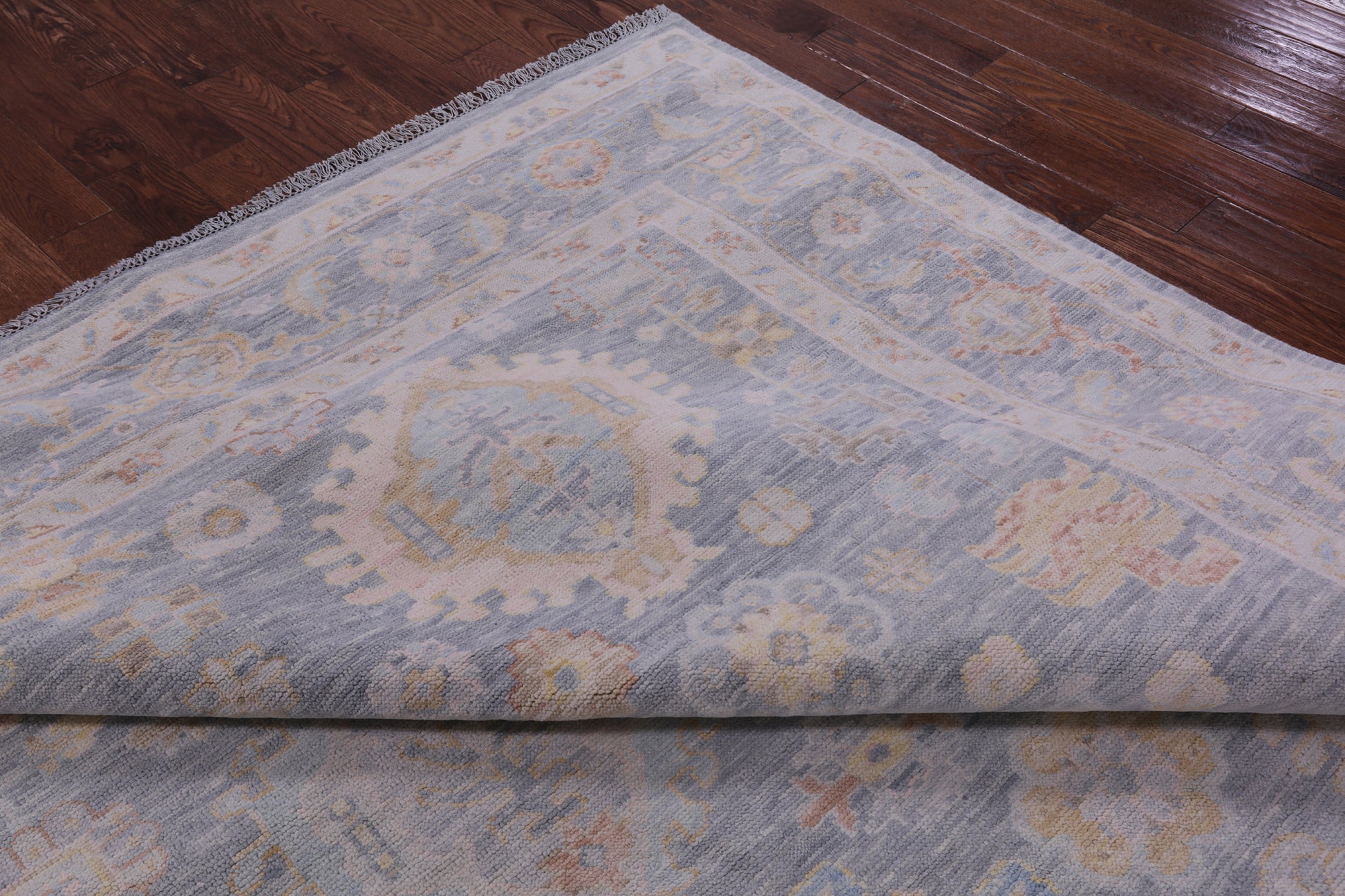 Silver Square Geometric Fine Serapi Handmade Wool Rug - 11' 7" X 12' 1" - Golden Nile