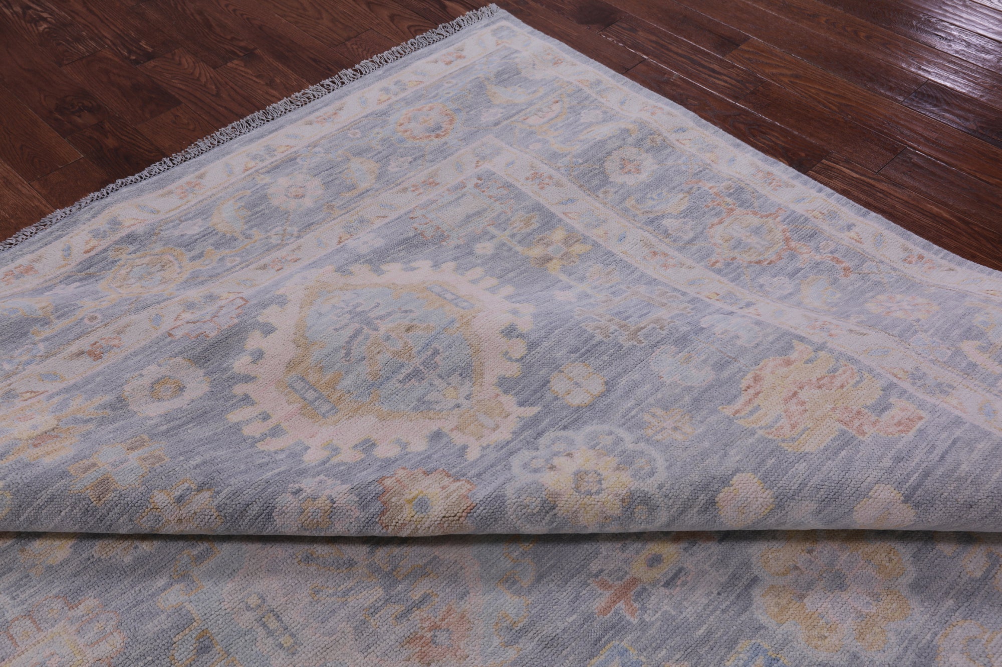 Silver Square Geometric Fine Serapi Handmade Wool Rug - 11' 7" X 12' 1" - Golden Nile