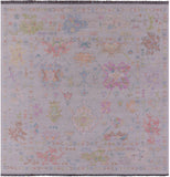 Ivory Square Turkish Oushak Hand Knotted Wool Rug - 8' 9" X 9' 0" - Golden Nile