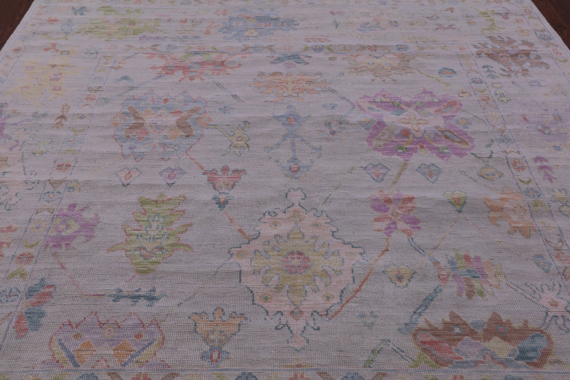 Ivory Square Turkish Oushak Hand Knotted Wool Rug - 8' 9" X 9' 0" - Golden Nile